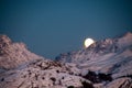 Midwinter moon over Bodo Royalty Free Stock Photo