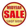 Midyear sale shop now circle Royalty Free Stock Photo