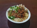 Mie ayam bakso or chicken noodle is popoular food in indonesian