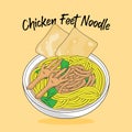 Delicious chicken feet noodle illustration vector