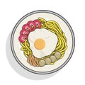 Fried noodle seafood illustration vector