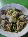 Mie kocok with meatball and delicious Royalty Free Stock Photo
