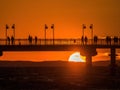 Miedzyzdroje Pier with the sunset sky , Baltic Sea, Poland Royalty Free Stock Photo