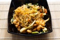 Mien Xao wok stir-fried glass noodles close up