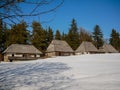 Traditional Transylvanian log houses on local museums backyard.