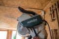Metabo mitre saw in a small woodworking shop.
