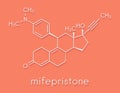 Mifepristone abortion inducing drug molecule. Also used as emergency contraceptive agent. Skeletal formula.