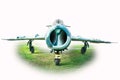 MiG 17 Fighter Jet equipped with afterburning turbojet engine white background Royalty Free Stock Photo