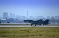 Mig-21 fighters paired landing Royalty Free Stock Photo