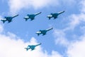 MiG-21 Lancer air force team formation. fighter jet plane Royalty Free Stock Photo