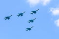 MiG-21 Lancer air force team formation. fighter jet plane Royalty Free Stock Photo