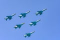 MiG-21 Lancer air force team formation. fighter jet plane Royalty Free Stock Photo