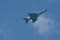 MIG 21 LANCER fighter plane performs a demonstration flight on the Romanian Air Fest