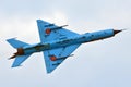 MIG 21 Lancer in flight - supersonic jet fighter - Soviet Union