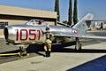 A Mig-15 painted at a North Korean Air Force fighter . At Planes Of Fame , Chino