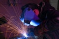 MIG welding close up