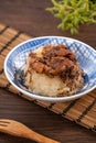 Migao, tube rice cake, rice pudding in a bowl, delicious Taiwanese street food