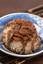 Migao, tube rice cake, rice pudding in a bowl, delicious Taiwanese street food