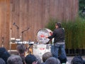 They Might Be Giants member John Flansburgh bang drums