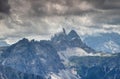 Mighty Drei Zinnen Tre Cime peaks in Dolomiti di Sesto Italy Royalty Free Stock Photo