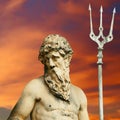 The mighty god of the sea and oceans Neptune (Poseidon) with a human sensual facial expression.