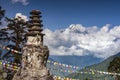 Langtang Lirung peak with chorten , Tamang Heritage trail , Langtang valley , Nepal Royalty Free Stock Photo