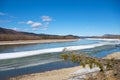 A river thawing in northern british columbia