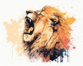 A mighty Lion roaring with pride. Zodiac Astrology concept. AI generation