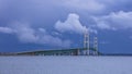 Mighty Mackinaw bridge connects main land of Michigan with Michigan upper peninsula