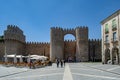 Mighty medieval wall and towers surrounding the old town of Avila, Spain Royalty Free Stock Photo