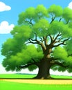 Mighty Oak tree cartoon Royalty Free Stock Photo