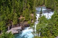 MIGHTY RIVER AND WATERFALL, GLACIER NATIONAL PARK