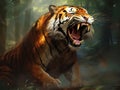 Ai Generated illustration Wildlife Concept of Mighty Roar