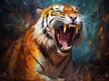 Ai Generated illustration Wildlife Concept of Mighty Roar Royalty Free Stock Photo