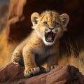 The Mighty Roar of a Young Lion Royalty Free Stock Photo