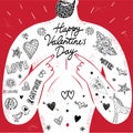 Mighty sexy men with tattoos and Valentine`s Day greeting Royalty Free Stock Photo