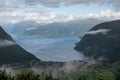 The mighty sognefjord in norway, seen from a mountain road above the clouds Royalty Free Stock Photo