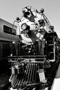 Mighty 3751 Steam Engine at 2023 Union Station Train Festival in black and white