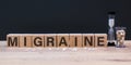 MIGRAIN the word on wooden cubes, Royalty Free Stock Photo