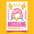 Migraine Headache Creative Advertise Banner Vector