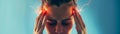 Migraine headache which is causing severe suffering in the brain, felt as a throbbing pain to the head or optical flashes in the Royalty Free Stock Photo
