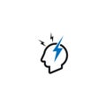 Migraine logo illustration. Headache logo with crack in a head. Pharmaceutical conceptual sign. migraine logo icon concept - vecto