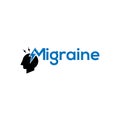 Migraine logo illustration. Headache logo with crack in a head. Pharmaceutical conceptual sign. migraine logo icon concept - vecto