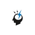 Migraine logo illustration. Headache logo with crack in a head. Pharmaceutical conceptual sign. migraine logo icon concept - vecto