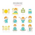 Migraine Treatments Icons Set