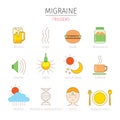 Migraine Triggers Icons Set