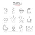 Migraine Triggers Outline Icons Set