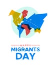 Migrant Day world map card for global migration concept Royalty Free Stock Photo