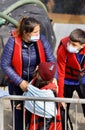 Migrant families with children arrive at the port of Dover after being rescued at sea.