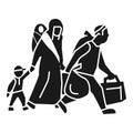 Migrant family leave home icon, simple style Royalty Free Stock Photo